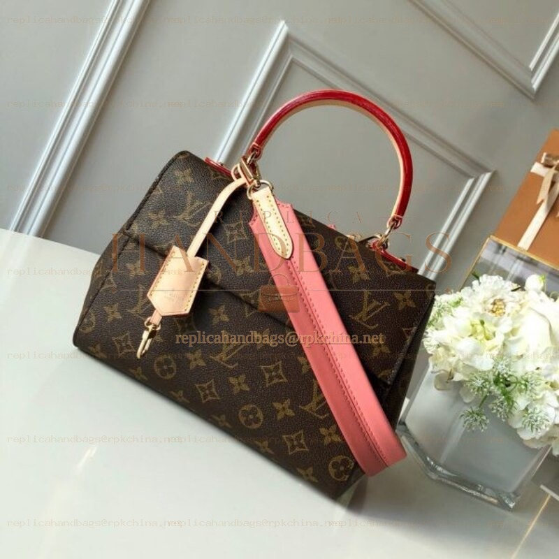 Replica Louis Vuitton Brown Monogram Pink Trim Cluny BB