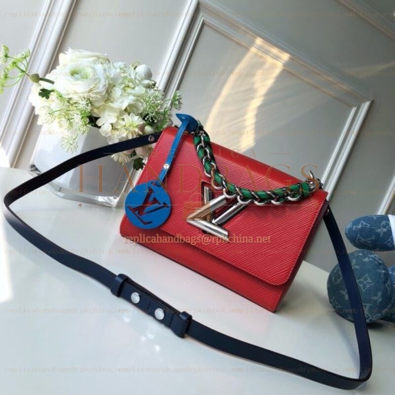 Replica Louis Vuitton Red Multicolor Strap Twist MM