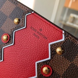 Replica Louis Vuitton Brown Damier Ebene Red Chevron Zippy Wallet
