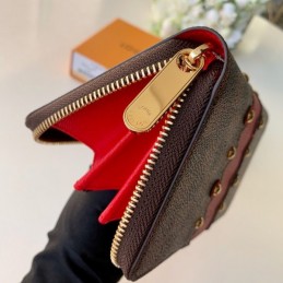 Replica Louis Vuitton Brown Damier Ebene Red Chevron Zippy Wallet