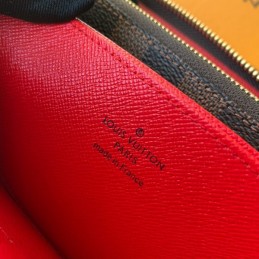 Replica Louis Vuitton Brown Damier Ebene Red Chevron Zippy Wallet