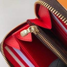 Replica Louis Vuitton Brown Damier Ebene Red Chevron Zippy Wallet