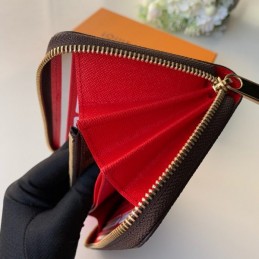 Replica Louis Vuitton Brown Damier Ebene Red Chevron Zippy Wallet