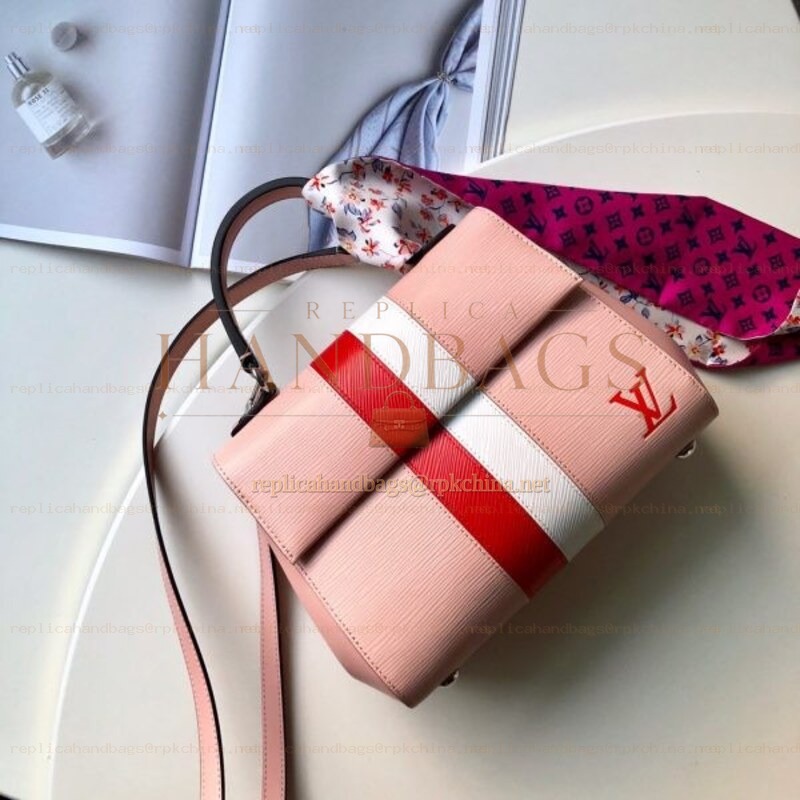Replica Louis Vuitton Pale Pink Red White Stripe Cluny BB