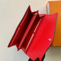 Replica Louis Vuitton Brown Damier Ebene Red Chevron Sarah Wallet