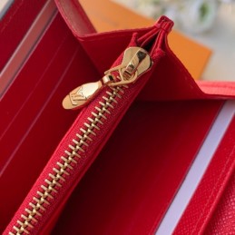 Replica Louis Vuitton Brown Damier Ebene Red Chevron Sarah Wallet