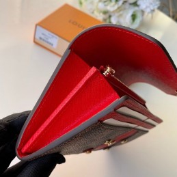Replica Louis Vuitton Brown Damier Ebene Red Chevron Sarah Wallet