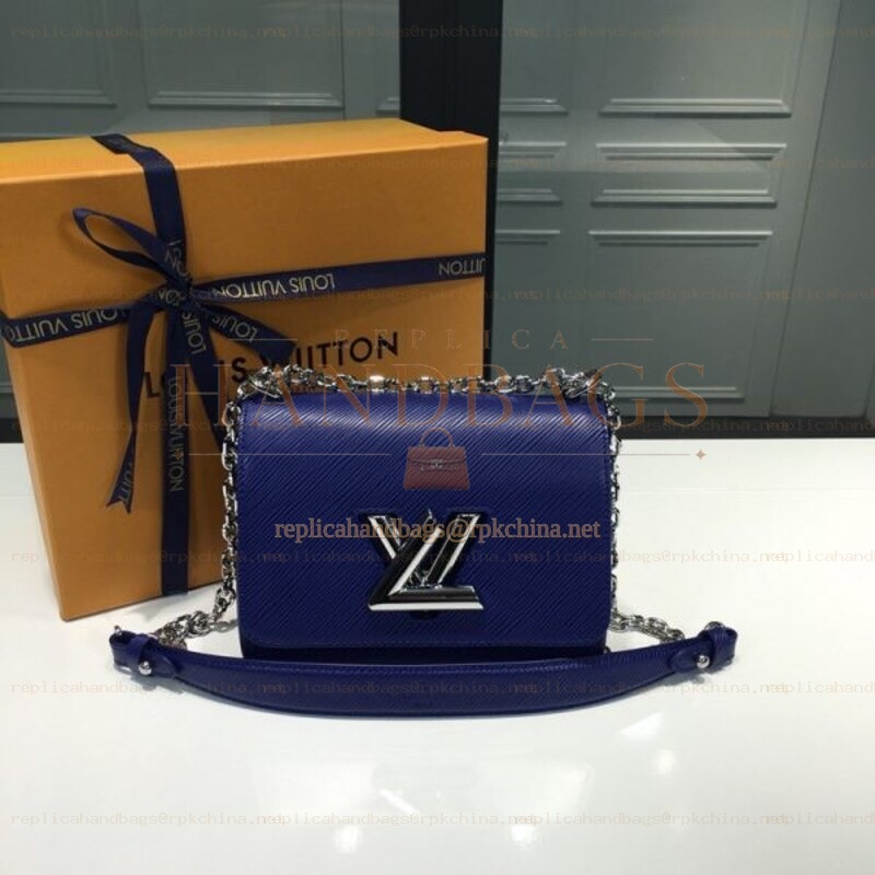 Replica Louis Vuitton Navy Blue Textured Twist MM