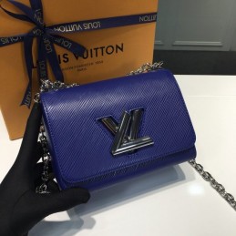 Replica Louis Vuitton Navy Blue Textured Twist MM