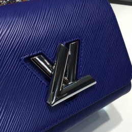 Replica Louis Vuitton Navy Blue Textured Twist MM