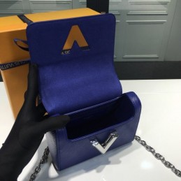 Replica Louis Vuitton Navy Blue Textured Twist MM