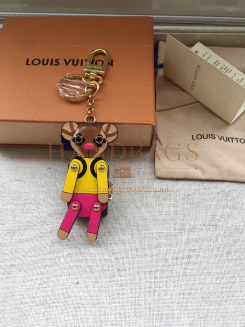 Replica Louis Vuitton Yellow Pink Doll Key Holder Charm