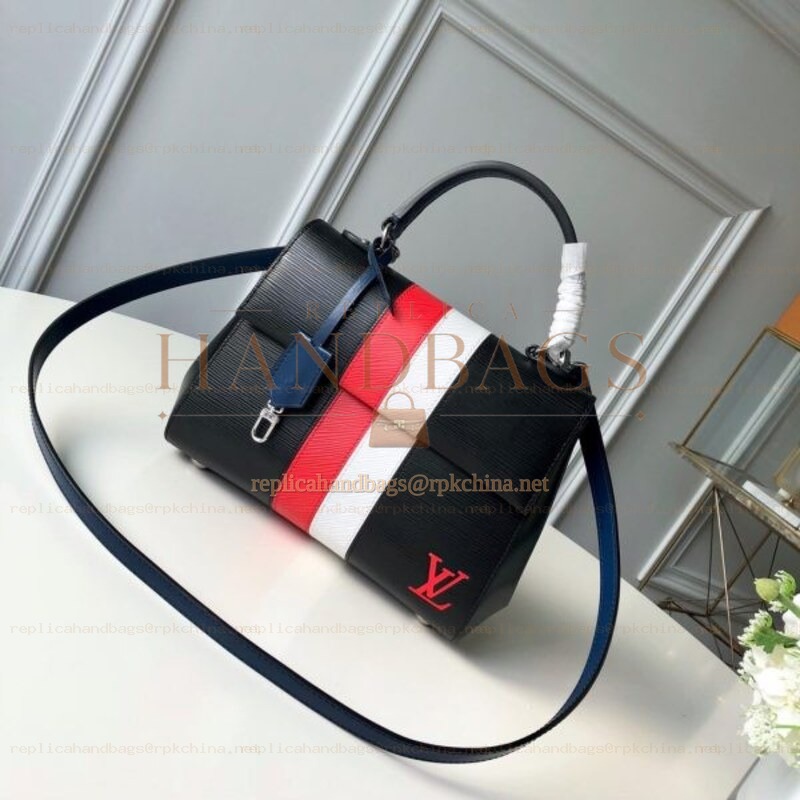Replica Louis Vuitton Black Red White Stripe Cluny BB