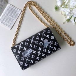 Replica Louis Vuitton Black White Monogram Character Twist Chain Wallet