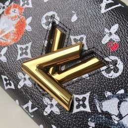 Replica Louis Vuitton Black White Monogram Character Twist Chain Wallet