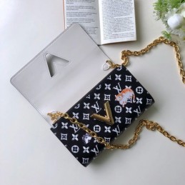 Replica Louis Vuitton Black White Monogram Character Twist Chain Wallet