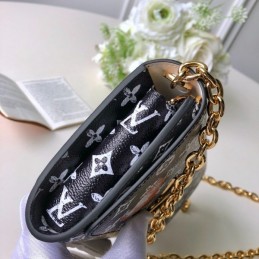 Replica Louis Vuitton Black White Monogram Character Twist Chain Wallet