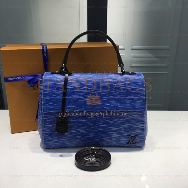 Replica Louis Vuitton Royal Blue Textured Cluny BB