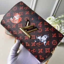 Replica Louis Vuitton Black Red Monogram Character Twist Chain Wallet