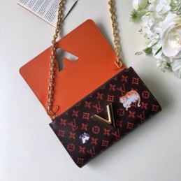 Replica Louis Vuitton Black Red Monogram Character Twist Chain Wallet