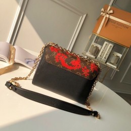 Replica Louis Vuitton Brown Monogram Red Floral Twist MM