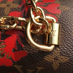 Replica Louis Vuitton Brown Monogram Red Floral Twist MM