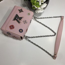 Replica Louis Vuitton Pale Pink Floral Twist MM - Style 2