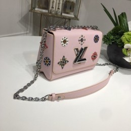 Replica Louis Vuitton Pale Pink Floral Twist MM - Style 2