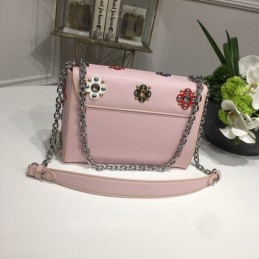 Replica Louis Vuitton Pale Pink Floral Twist MM - Style 2