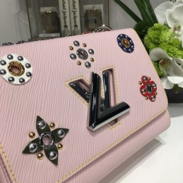 Replica Louis Vuitton Pale Pink Floral Twist MM - Style 2