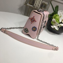 Replica Louis Vuitton Pale Pink Floral Twist MM - Style 2
