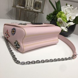 Replica Louis Vuitton Pale Pink Floral Twist MM - Style 2