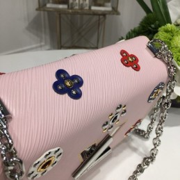 Replica Louis Vuitton Pale Pink Floral Twist MM - Style 2