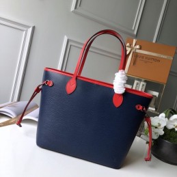 Replica Louis Vuitton Navy Blue Red Trim Neverfull MM