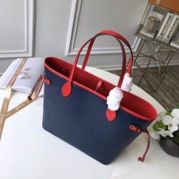 Replica Louis Vuitton Navy Blue Red Trim Neverfull MM