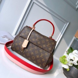 Replica Louis Vuitton Brown Monogram Red Trim Cluny MM