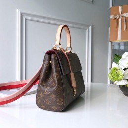 Replica Louis Vuitton Brown Monogram Red Trim Cluny MM