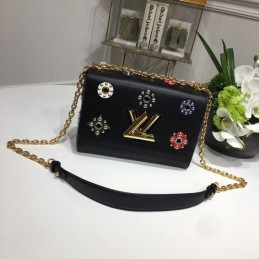 Replica Louis Vuitton Black Floral Twist MM