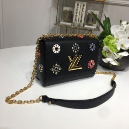 Replica Louis Vuitton Black Floral Twist MM