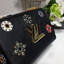 Replica Louis Vuitton Black Floral Twist MM