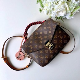 Replica Louis Vuitton Brown Monogram Braided Handle Metis Pochette