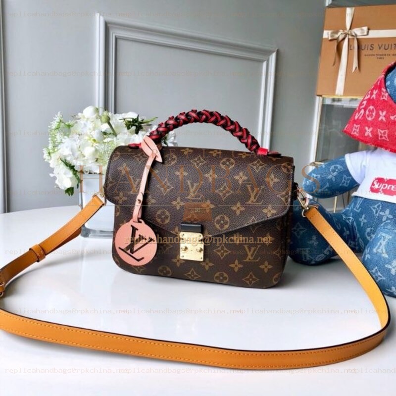 Replica Louis Vuitton Brown Monogram Braided Handle Metis Pochette