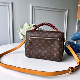 Replica Louis Vuitton Brown Monogram Braided Handle Metis Pochette