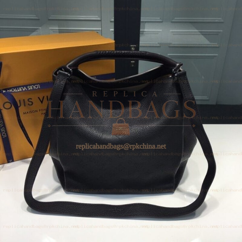 Replica Louis Vuitton Black Mahina Asteria Hobo Bag