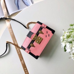 Replica Louis Vuitton Pale Pink Black Trim Petite Malle