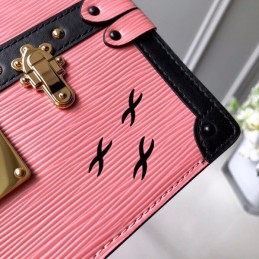 Replica Louis Vuitton Pale Pink Black Trim Petite Malle