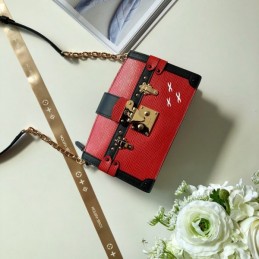 Replica Louis Vuitton Red Black Trim Petite Malle