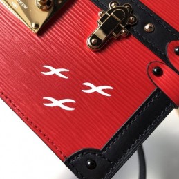 Replica Louis Vuitton Red Black Trim Petite Malle