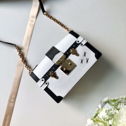 Replica Louis Vuitton White Black Trim Petite Malle
