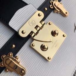 Replica Louis Vuitton White Black Trim Petite Malle